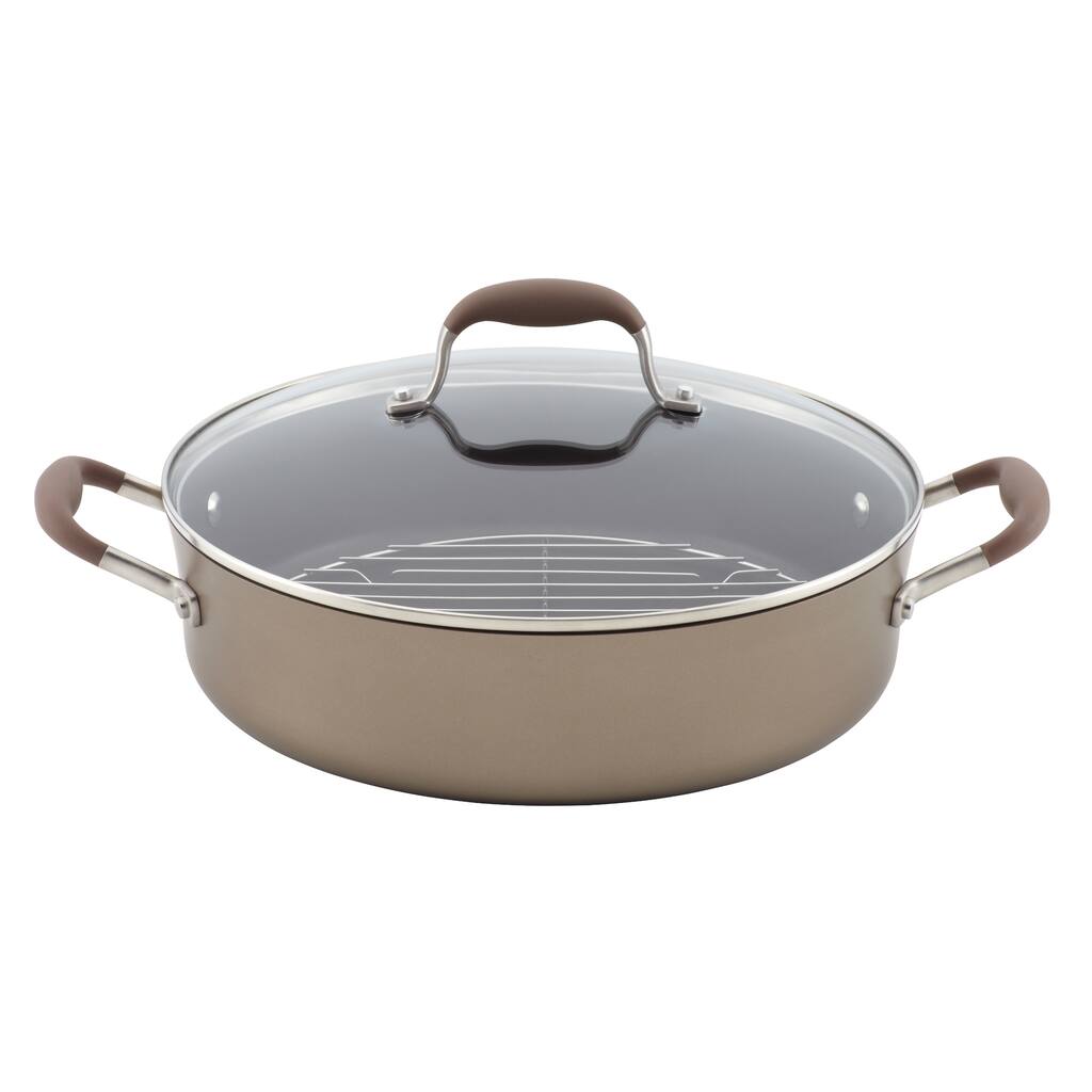 Anolon Advanced Bronze Hard-Anodized Nonstick 5.5-quart Covered Braiser with Rack