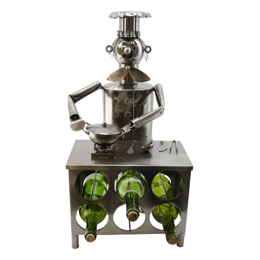 WineBodies Chef in Kitchen Metal Wine Bottle Holder