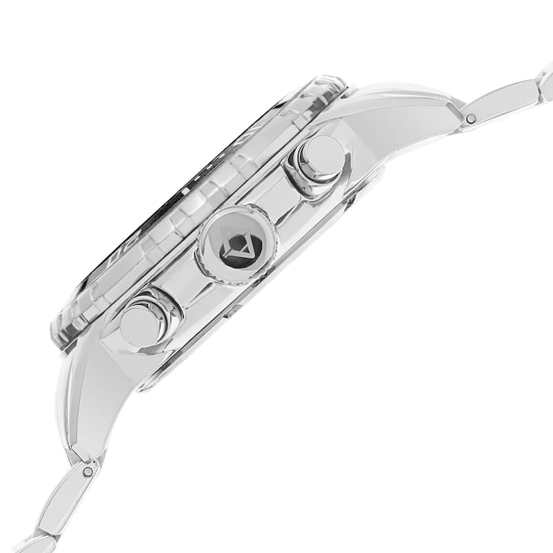 Akribos XXIV Men's Embossed Dial Multifunction Stainless Steel White Bracelet Watch