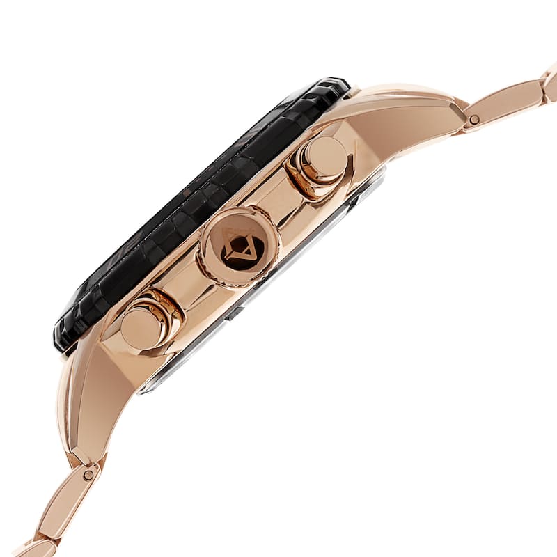 Akribos XXIV Men's Embossed Dial Multifunction Stainless Steel Rose-Tone Bracelet Watch