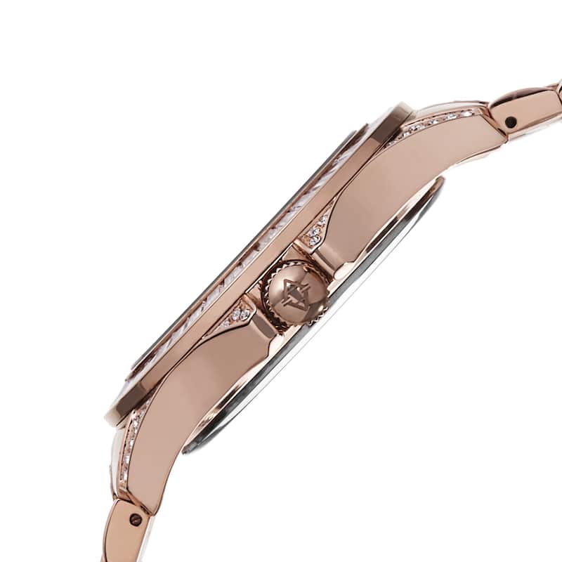 Akribos XXIV Women's Swiss Quartz Crystal Stainless Steel Rose-Tone Bracelet Watch
