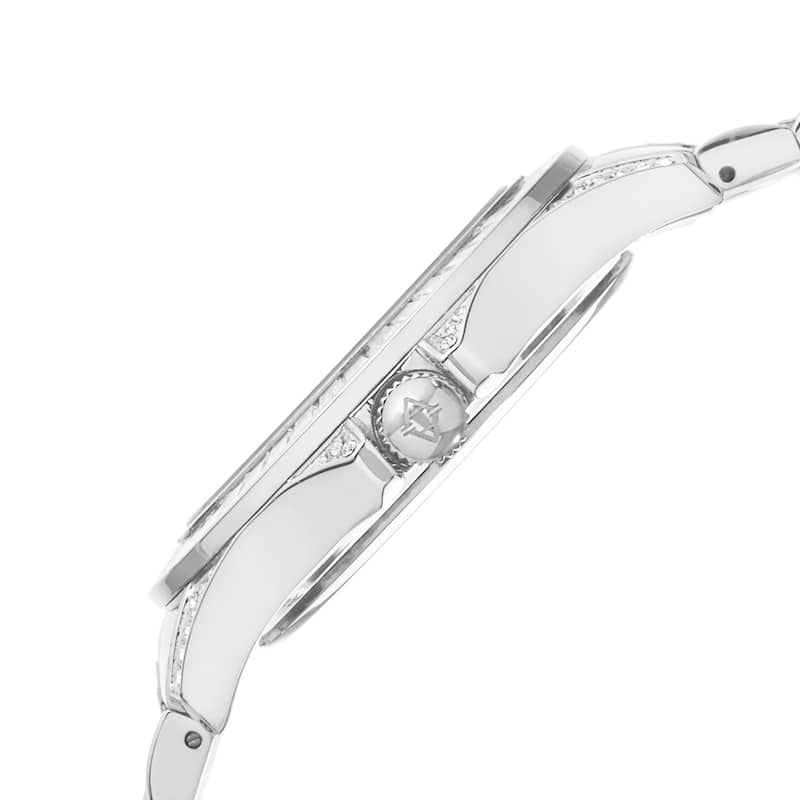 Akribos XXIV Women's Swiss Quartz Crystal Stainless Steel Silver-Tone Bracelet Watch