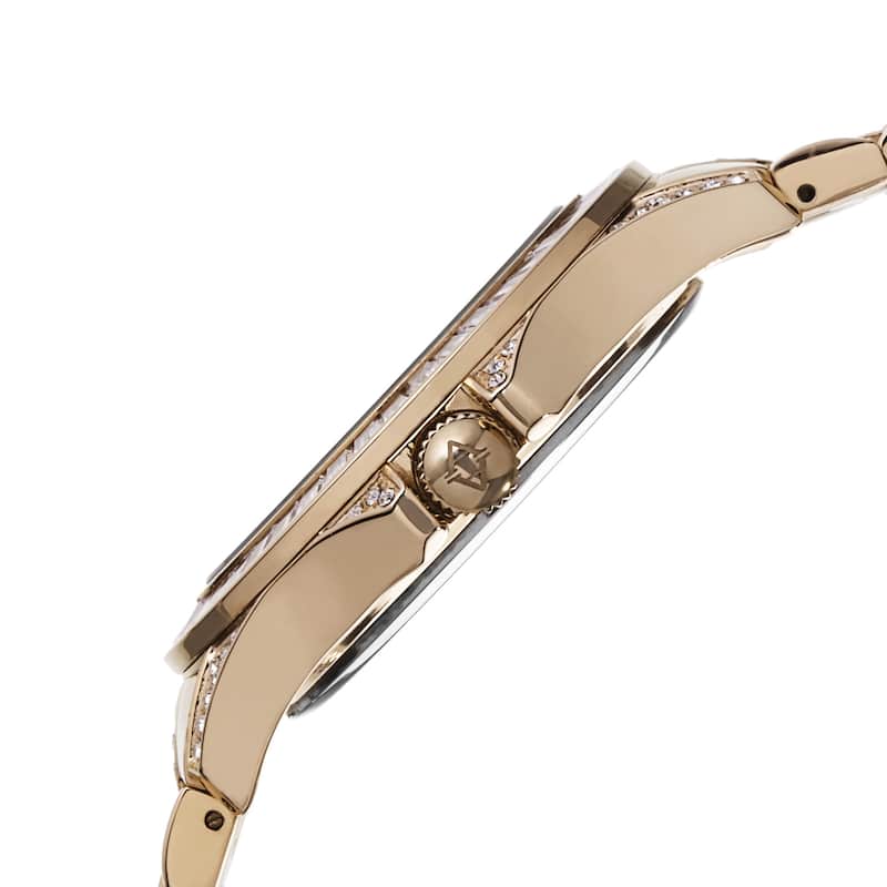 Akribos XXIV Women's Swiss Quartz Crystal Stainless Steel Gold-Tone Bracelet Watch