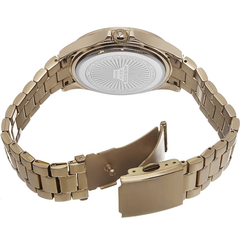 Akribos XXIV Women's Swiss Quartz Crystal Stainless Steel Gold-Tone Bracelet Watch