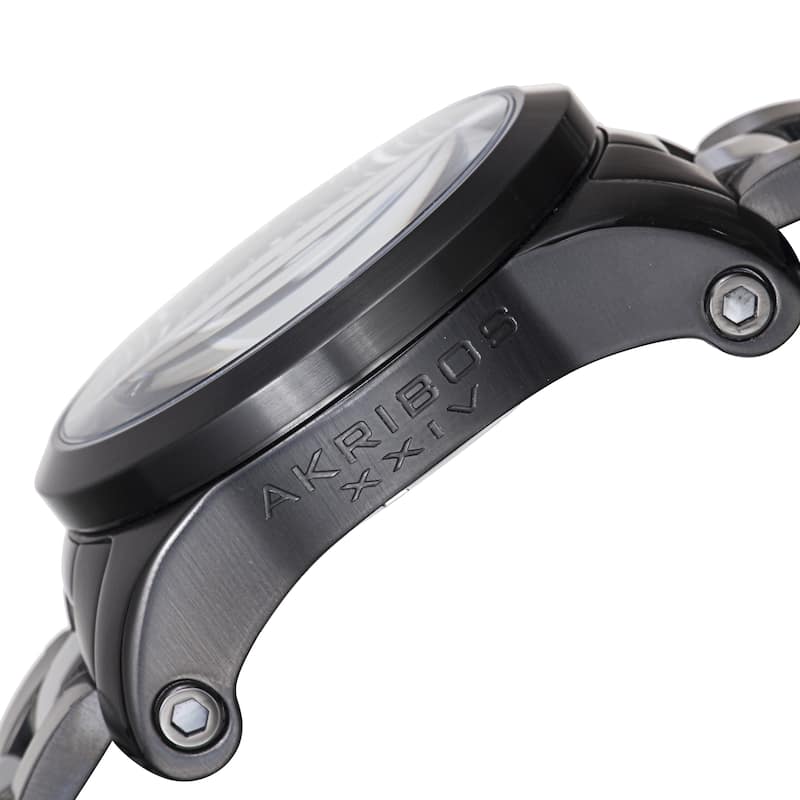 Akribos XXIV Men's Multifunction Chronograph Stainless Steel Black Bracelet Watch - Black/silver