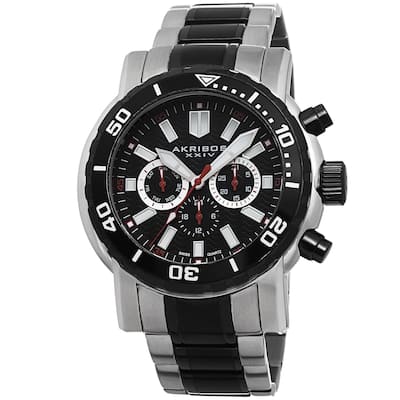 Akribos XXIV Men's Embossed Dial Multifunction Stainless Steel Two-Tone Bracelet Watch