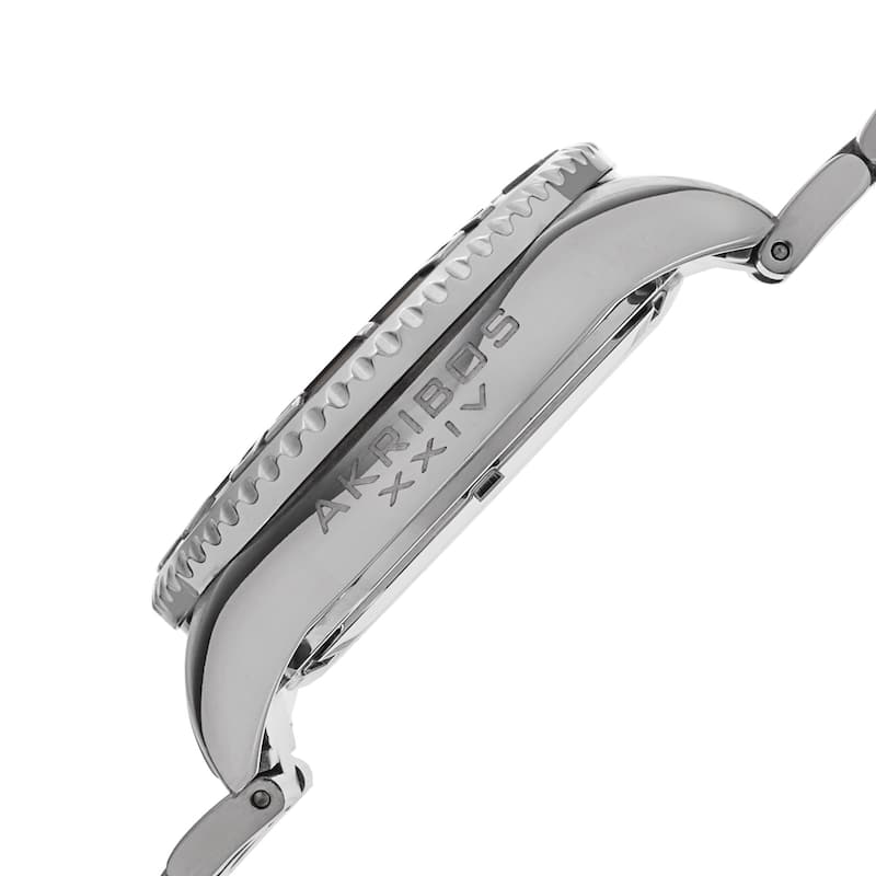 Akribos XXIV Men's Swiss Quartz Sunray Dial Stainless Steel Silver-Tone Bracelet Watch