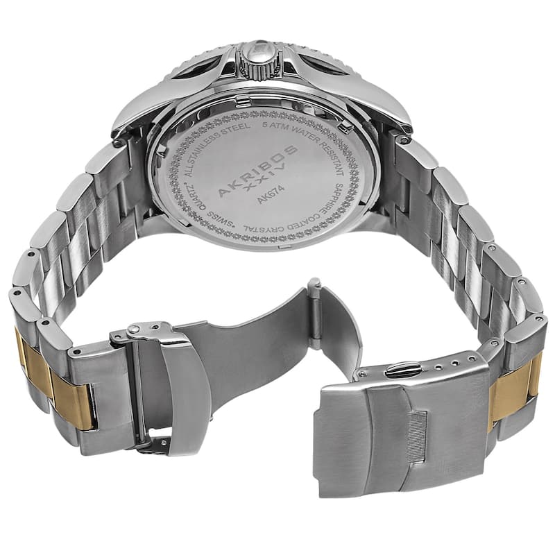 Akribos XXIV Men's Swiss Quartz Sunray Dial Stainless Steel Two-Tone Bracelet Watch
