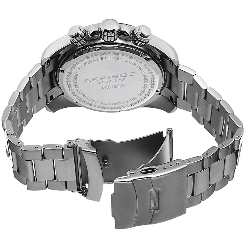 Akribos XXIV Men's Quartz Stainless Steel Tachymeter Silver-Tone Bracelet Watch