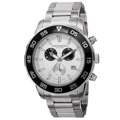 Akribos XXIV Men's Chronograph Stainless Steel Silver-Tone Bracelet Watch