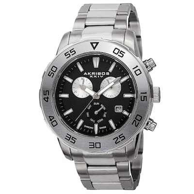 Akribos XXIV Men's Chronograph Stainless Steel Silver-Tone Bracelet Watch