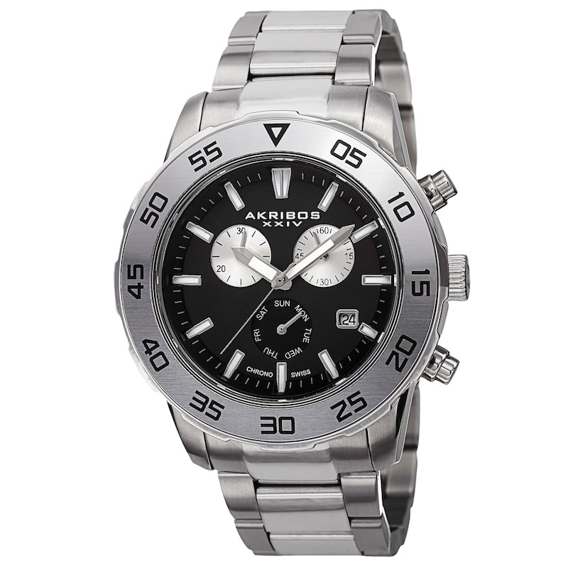 Akribos XXIV Men's Chronograph Stainless Steel Silver-Tone Bracelet Watch