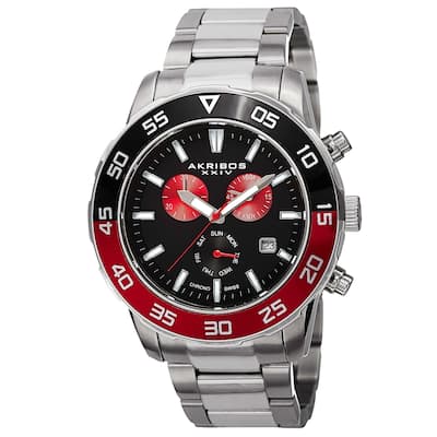 Akribos XXIV Men's Chronograph Stainless Steel Red Bracelet Watch