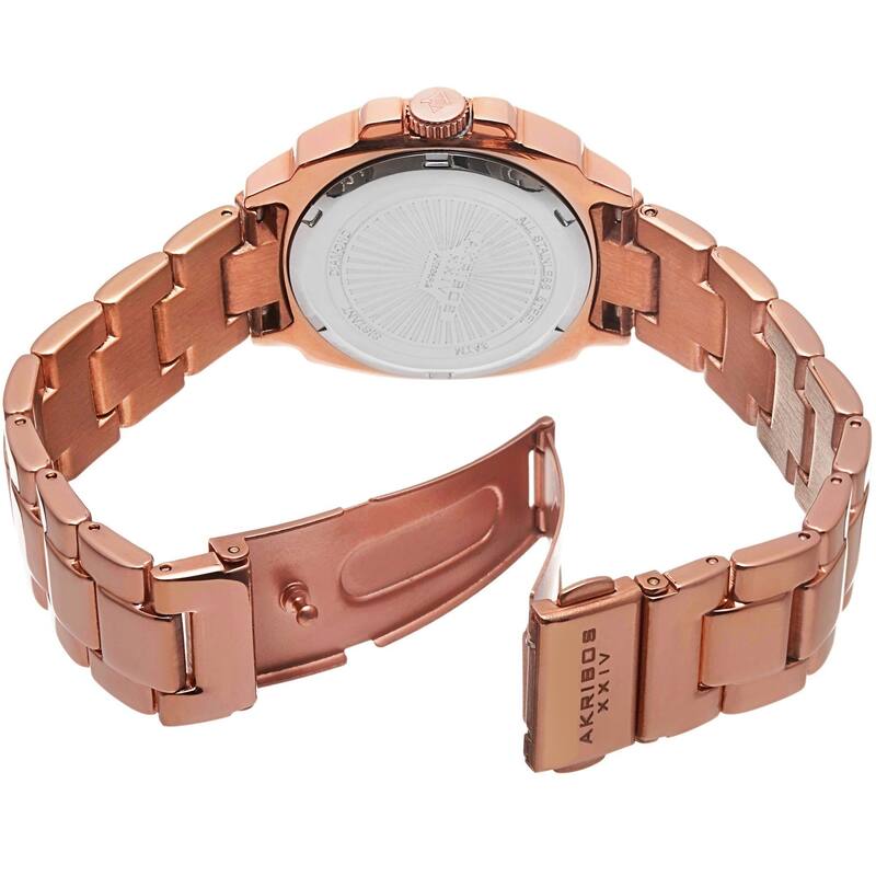 Akribos XXIV Women's Swiss Quartz Stainless Steel Rose-Tone Bracelet Watch