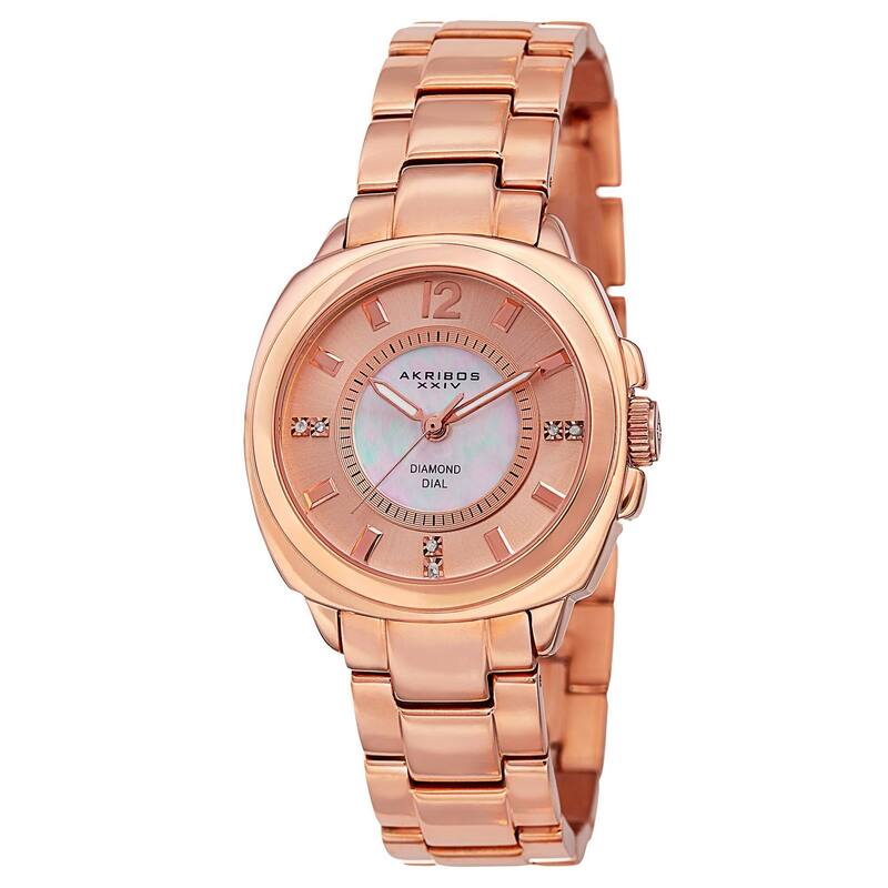 Akribos XXIV Women's Swiss Quartz Stainless Steel Rose-Tone Bracelet Watch