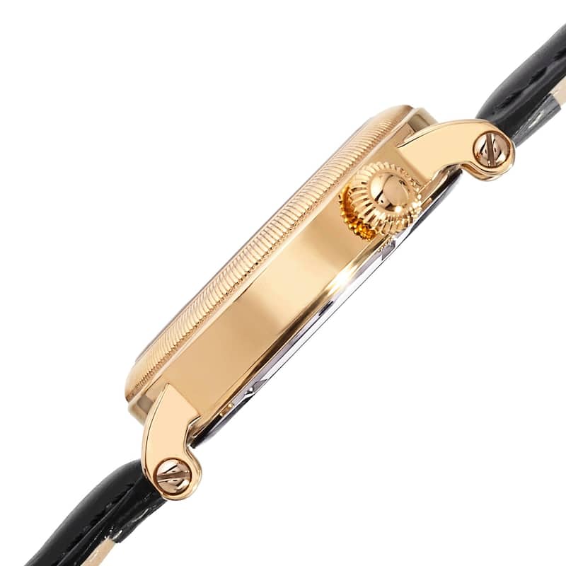 Akribos XXIV Men's Swiss Quartz Day/Date Leather Gold-Tone Strap Watch
