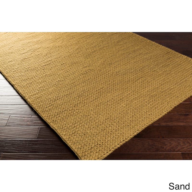 Hand Woven Hale Contemporary Solid Braided New Zealand Wool Area Rug (8' x 10') - Sand - 8' x 10'