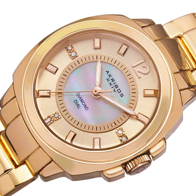 Akribos XXIV Women's Swiss Quartz Stainless Steel Gold-Tone Bracelet Watch