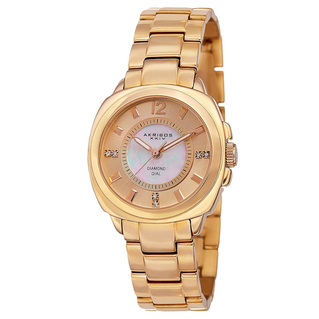 Akribos XXIV Women's Swiss Quartz Stainless Steel Gold-Tone Bracelet Watch