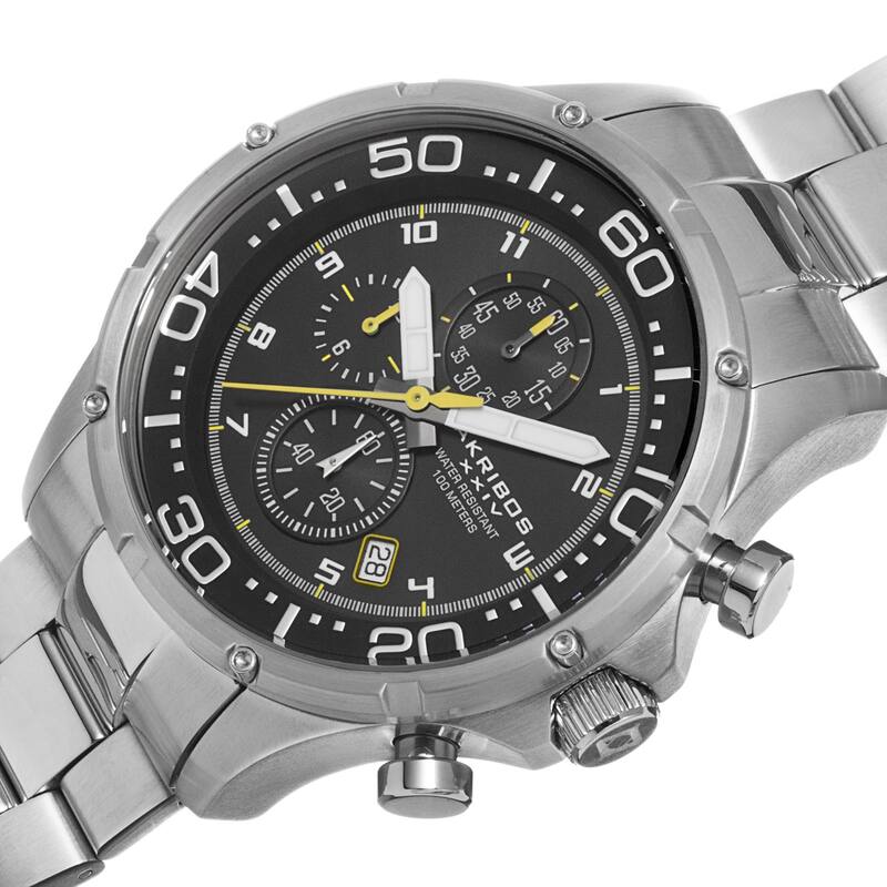 Akribos XXIV Men's Chronograph Stainless Steel Silver-Tone Bracelet Watch