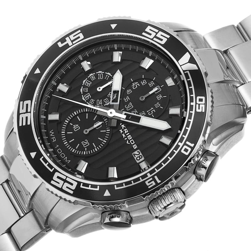 Akribos XXIV Men's Quartz Chronograph Stainless Steel Silver-Tone Bracelet Watch