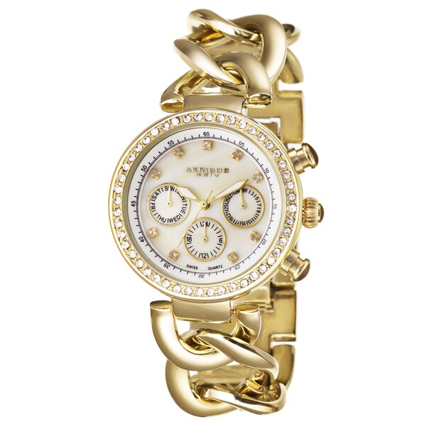 Akribos XXIV Women's Swiss Quartz Multifunction Twist Chain Gold-Tone Watch