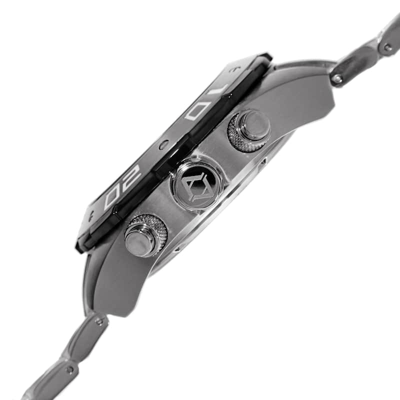 Akribos XXIV Men's Sturdy Chronograph Stainless Steel Gun Bracelet Watch