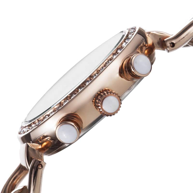 Akribos XXIV Women's Swiss Quartz Multifunction Twist Chain Rose-Tone Watch