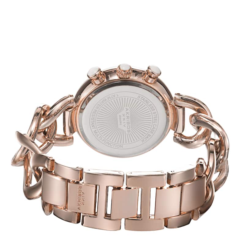 Akribos XXIV Women's Swiss Quartz Multifunction Twist Chain Rose-Tone Watch