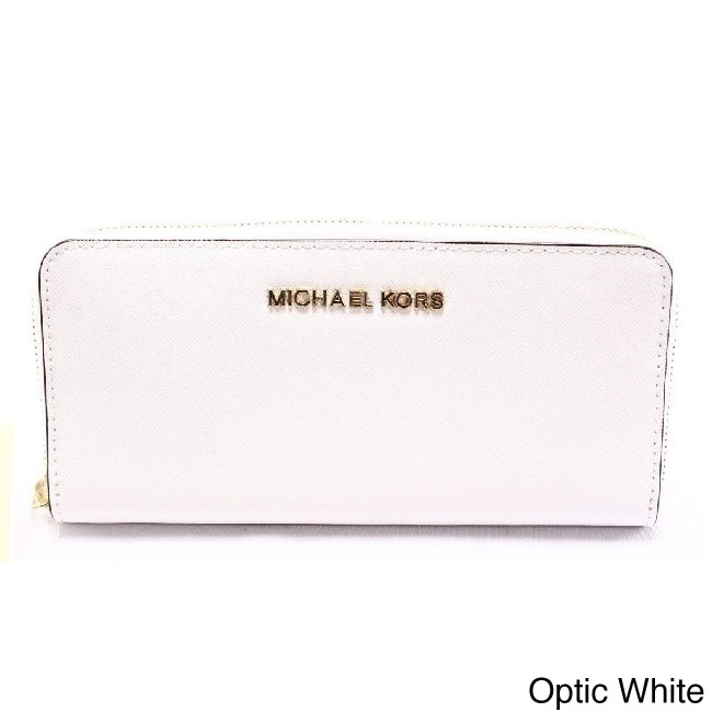 Michael Kors Jet Set Saffiano Fushia Zip Around Continental Wallet