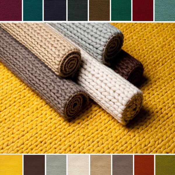 Hand Woven Yale Contemporary Solid Braided New Zealand Wool Area Rug - 5' x 8'