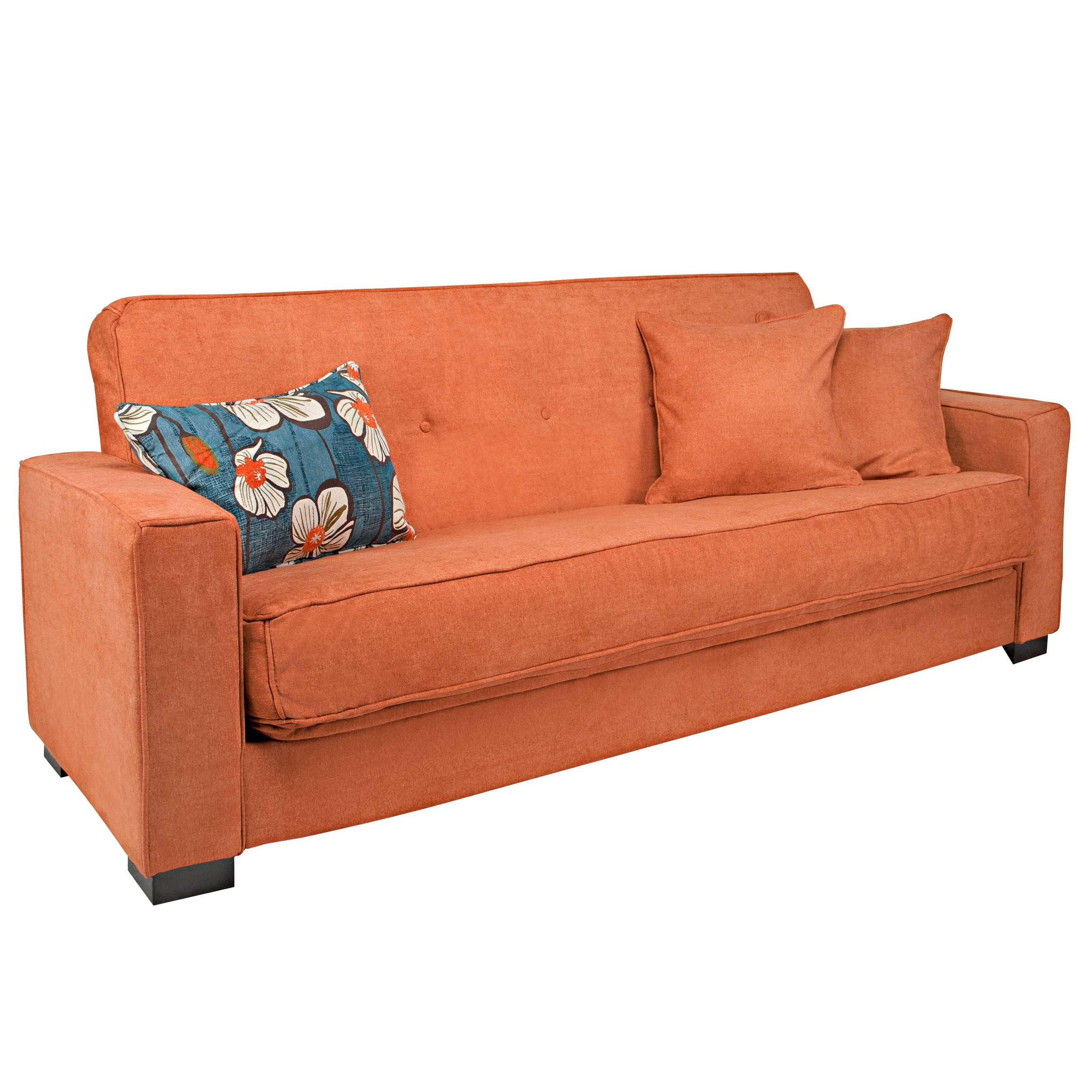 Angelohome Angelohome Alden Parisian Rust Autumn Velvet Convert a couch Futon Sofa Sleeper Orange Size Full