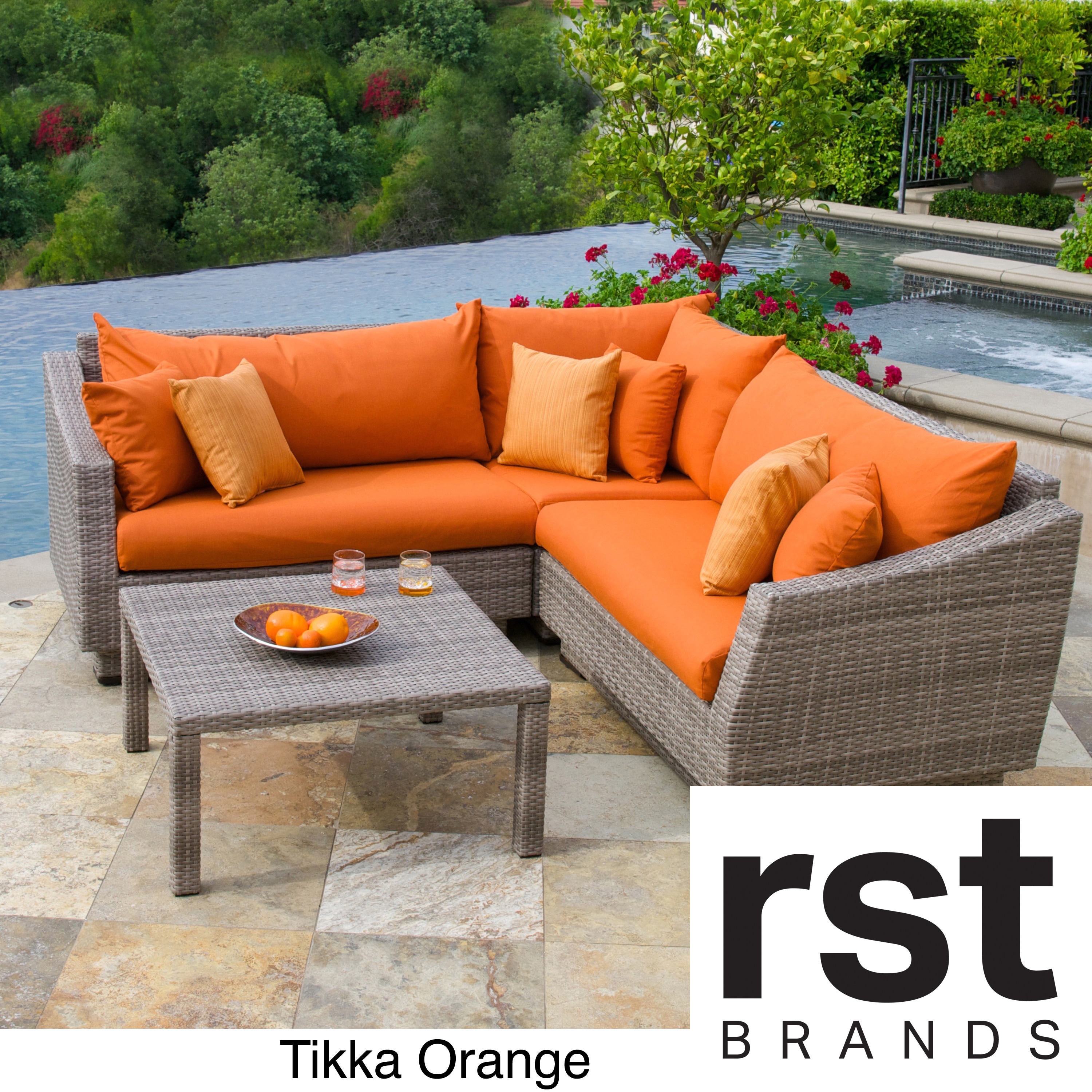 Rst Brands Cannes 4 piece Patio Corner Sectional Orange Size 4 Piece Sets