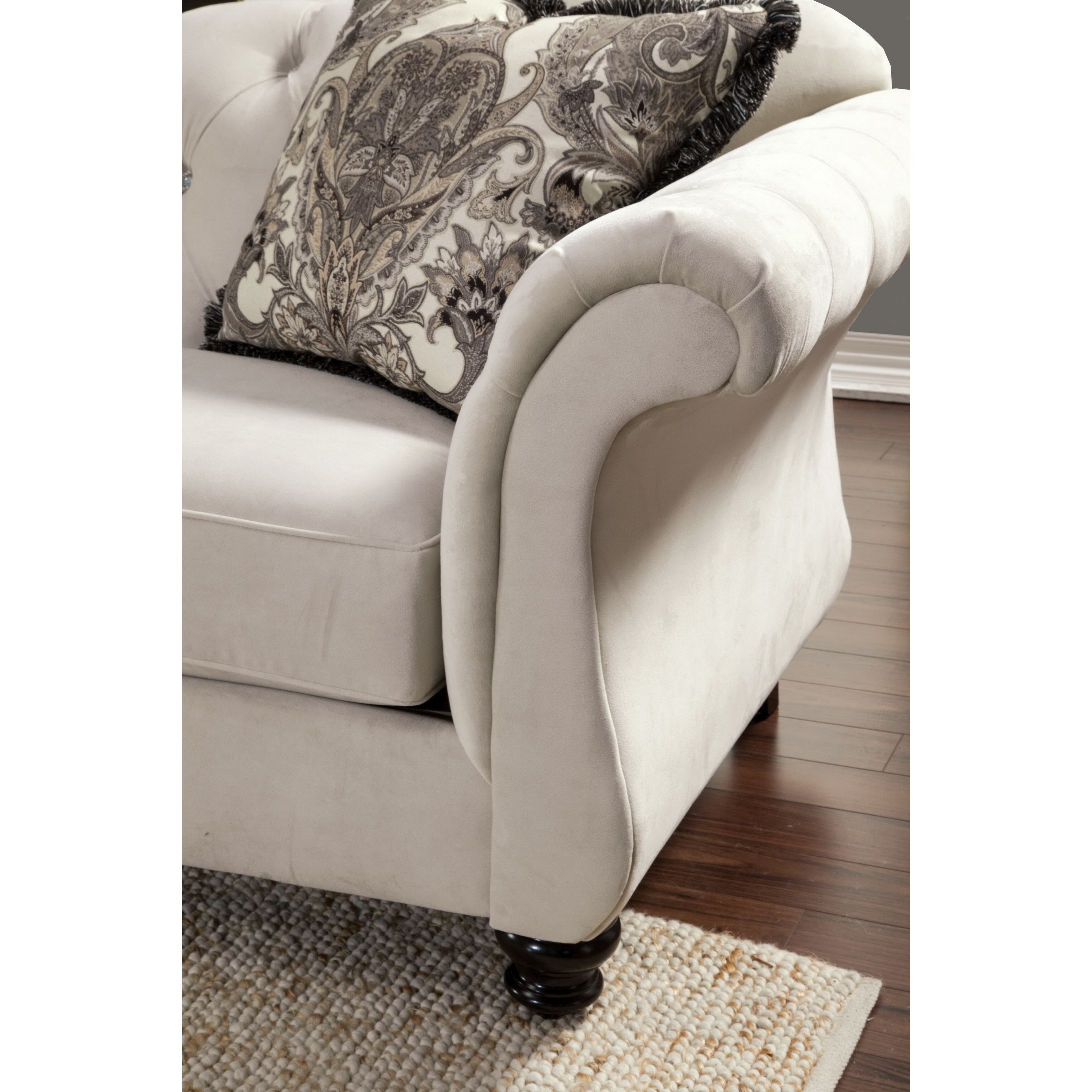 Cream White Furniture of America 2-Piece Ivorah Glamorous Sofa Set