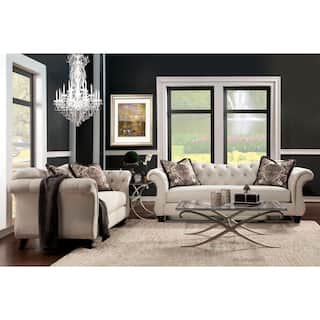 Off White Living Room Furniture Sets Online At Furniture Of America Agatha 2 Piece Tufted Velvet And Hardwood Sofa Loveseat Set