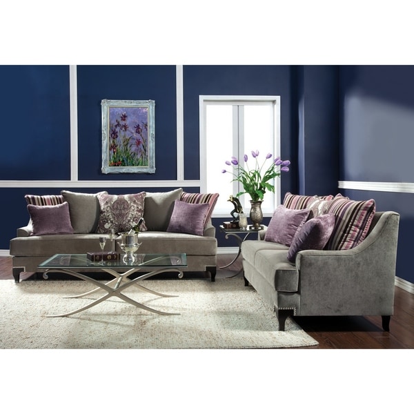 shop visconti modern 2-piece velvet sofa and loveseat set
