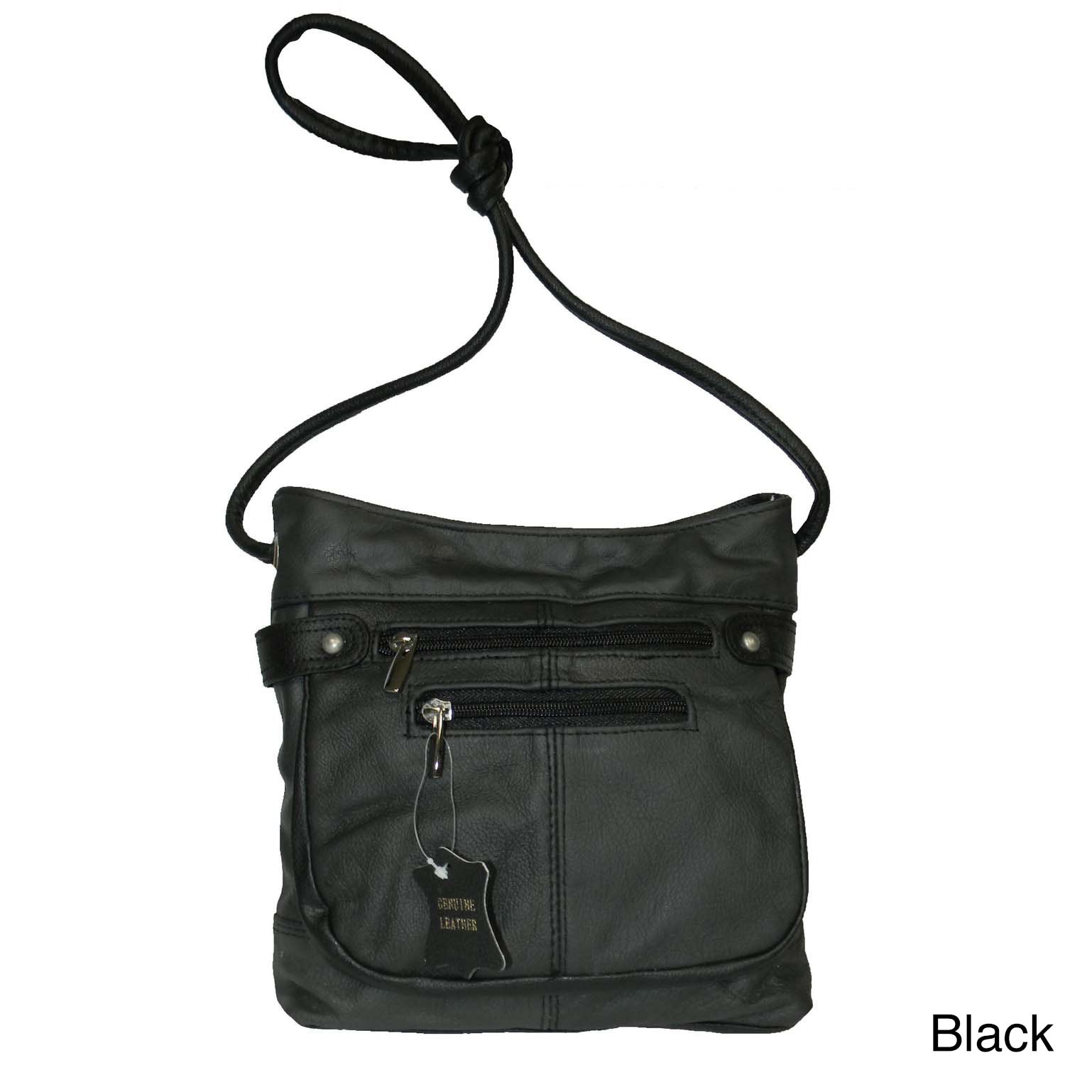 Hollywood Tag Black Leather Messenger Bag