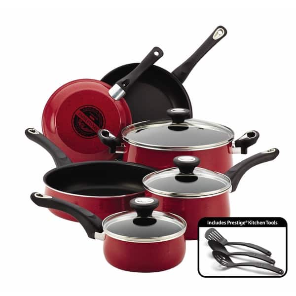 Farberware New Traditions Red Speckled Aluminum Nonstick 12-piece Cookware  Set - Bed Bath & Beyond - 8876332
