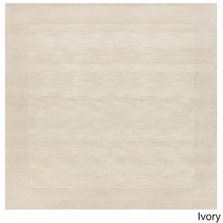 Hand Loomed Odessa Solid Bordered Tone-On-Tone Wool Area Rug