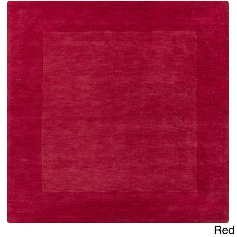 Hand Loomed Odessa Solid Bordered Tone-On-Tone Wool Area Rug