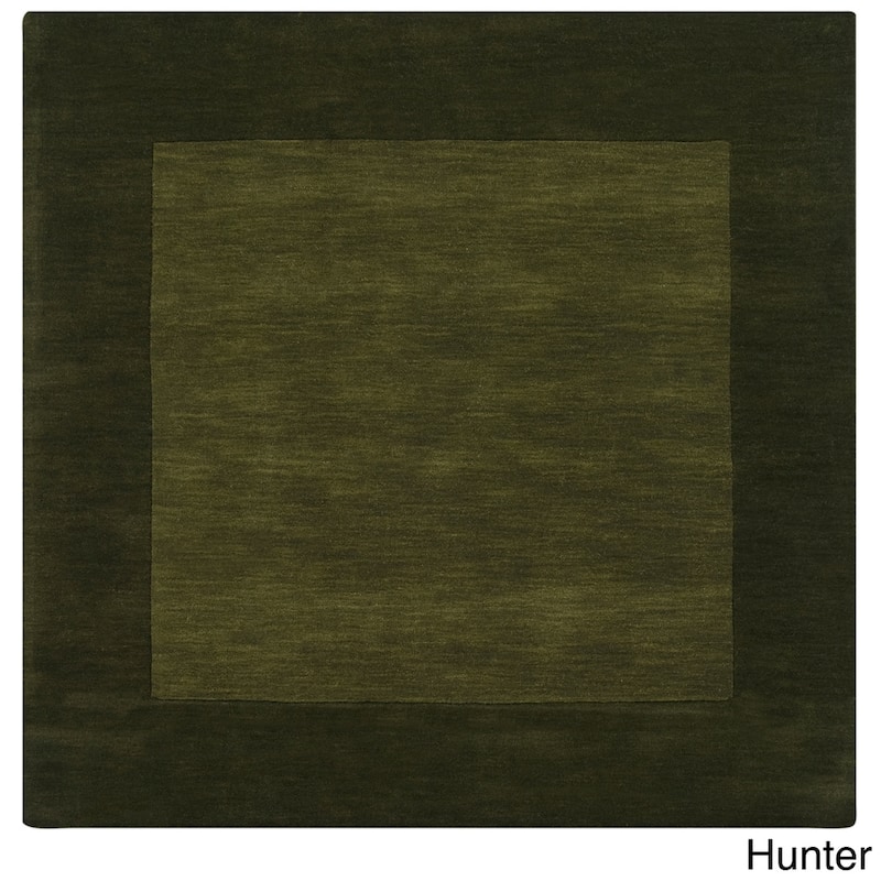 Hand Loomed Odessa Solid Bordered Tone-On-Tone Wool Area Rug