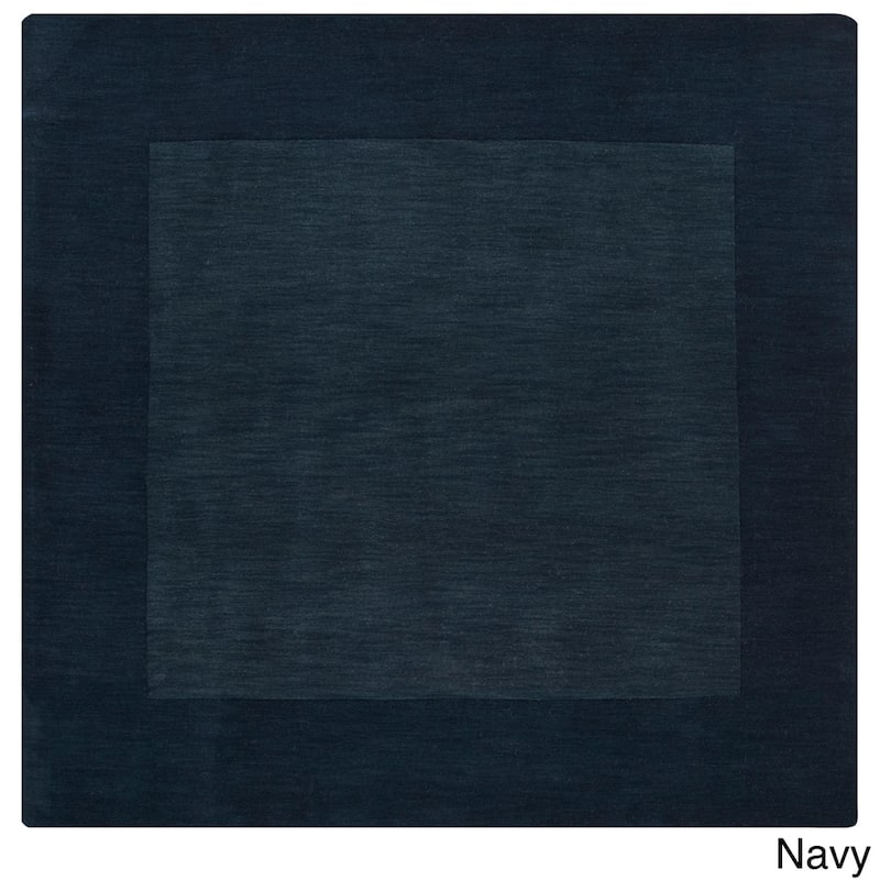 Hand Loomed Odessa Solid Bordered Tone-On-Tone Wool Area Rug