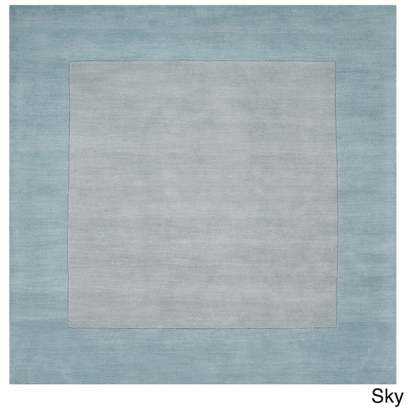 Hand Loomed Odessa Solid Bordered Tone-On-Tone Wool Area Rug