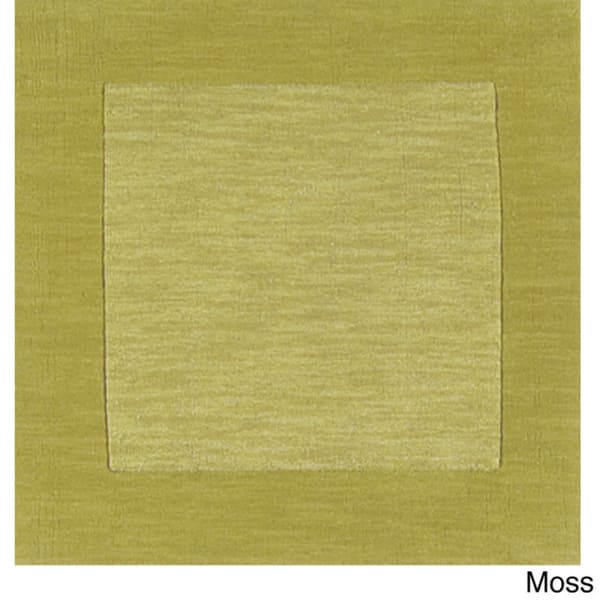 Hand Loomed Odessa Solid Bordered Tone-On-Tone Wool Area Rug