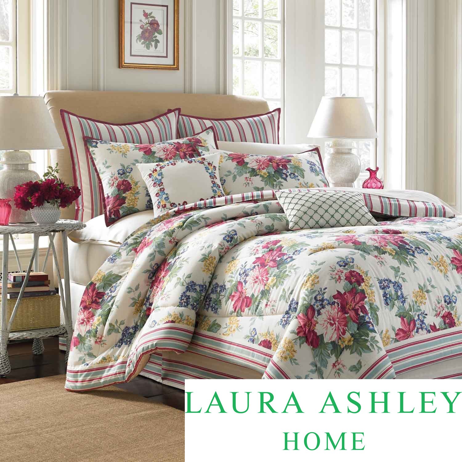 Laura Ashley Melinda 4 piece Comforter Set With European Sham Sold Separately