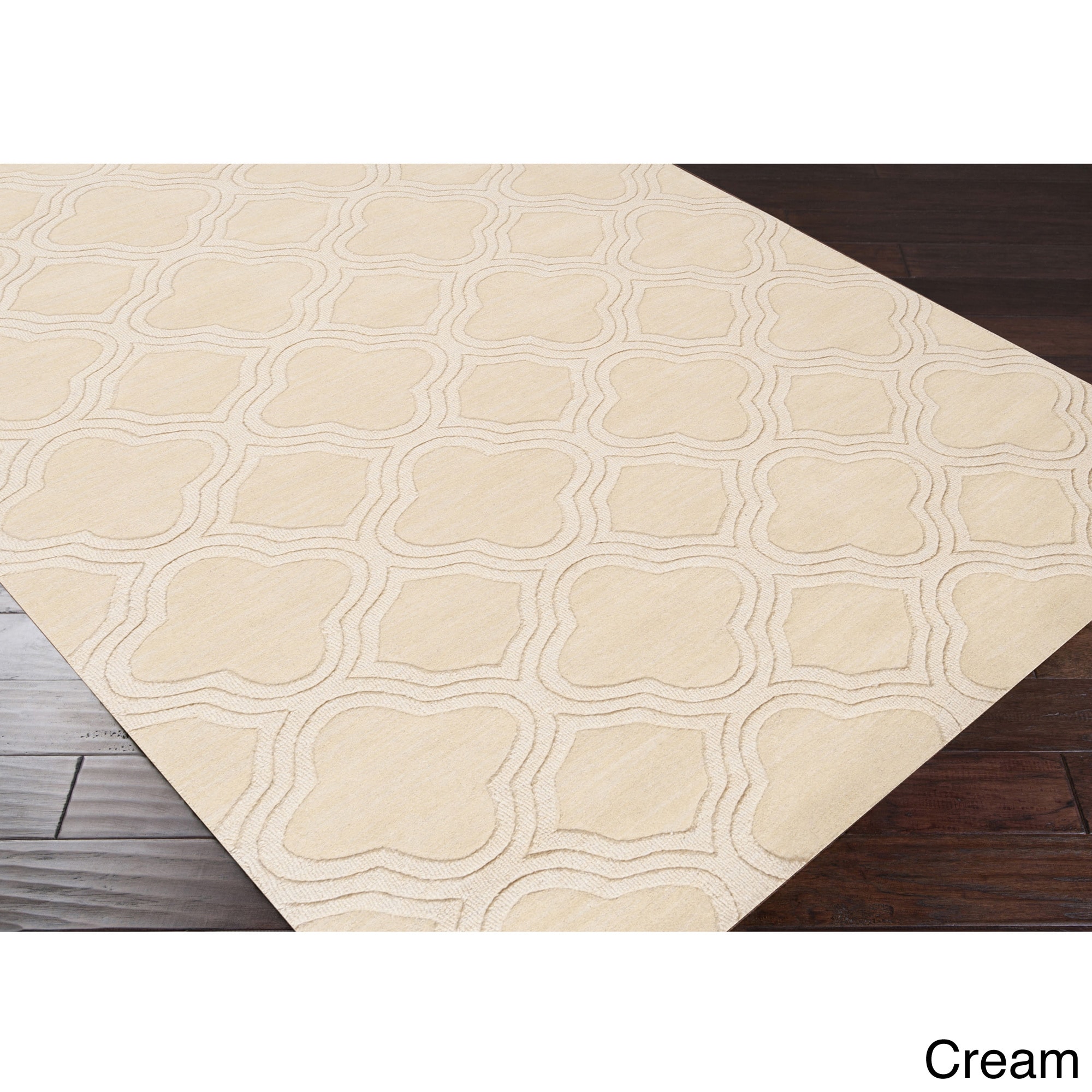 Hand Loomed Amherst Casual Solid Tone on tone Moroccan Trellis Wool Area Rug (2 X 3)