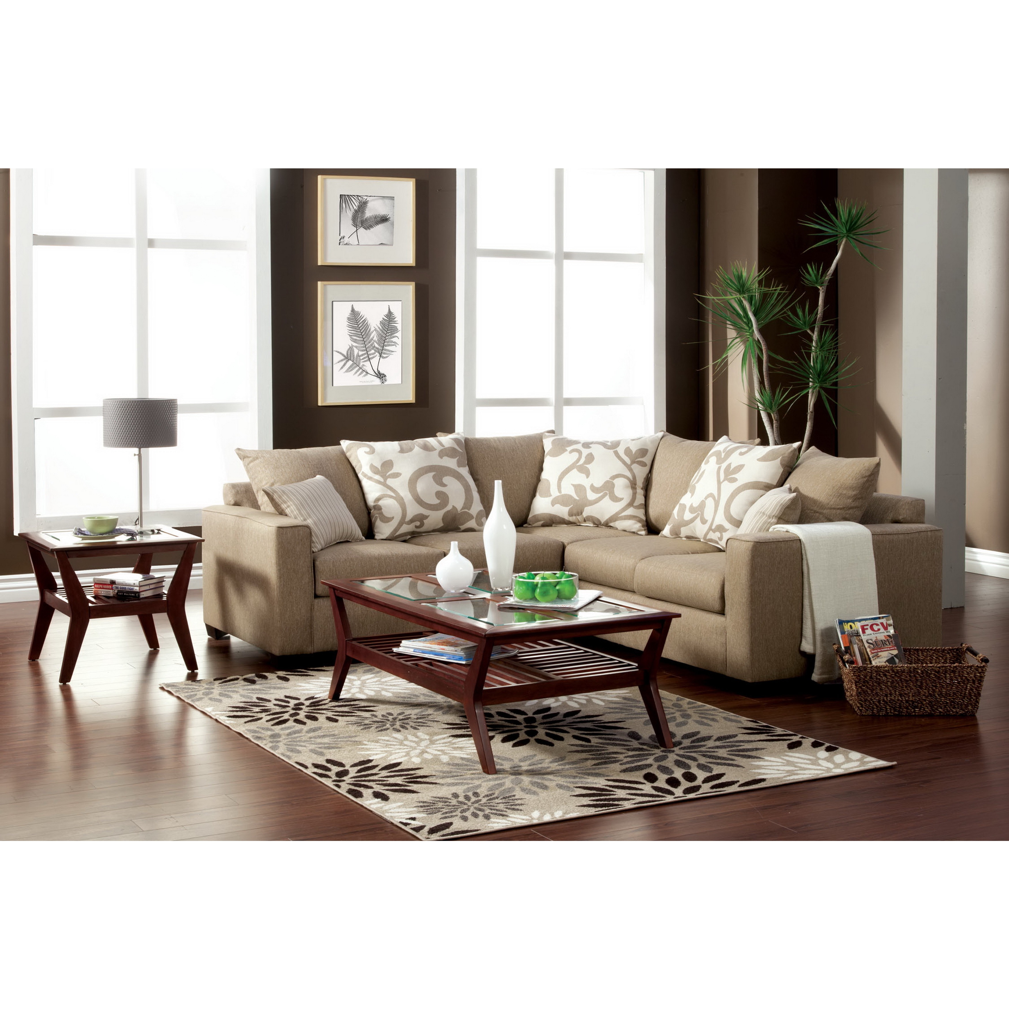 Furniture Of America Cole Transitional 2 piece Fabric Sectional