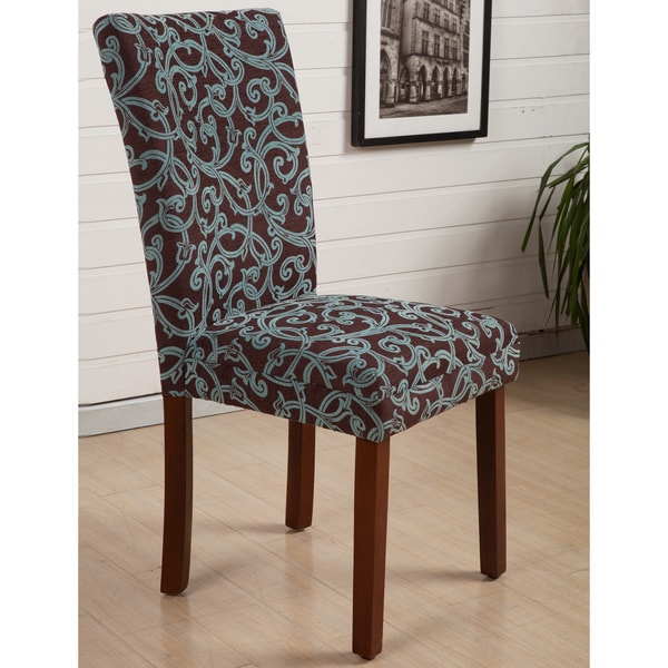 Shop HLW Arbonni Modern Parson Green Floral Dining Chairs (Set of 2