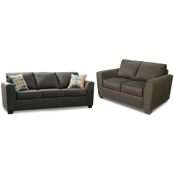 Furniture of America Tier Modern Grey 2-piece Sofa and Loveseat Set