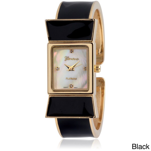 Geneva Platinum Women's Stainless Steel Cuff Watch Overstock 8876451